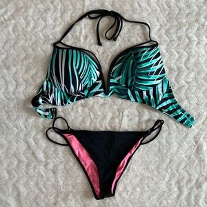 PINK Tropical Plunge bikini